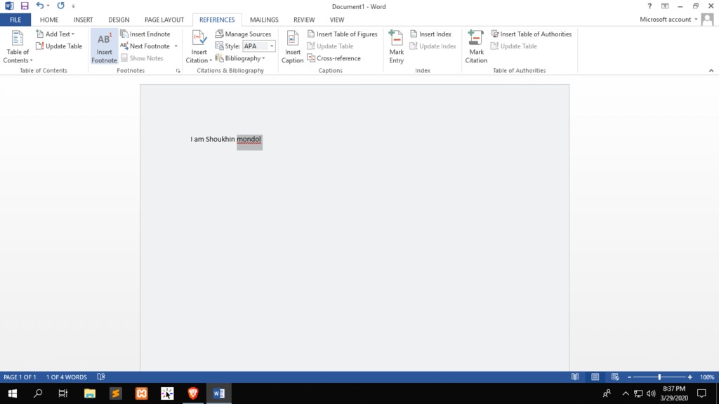 how to insert a endnote in word 2010
