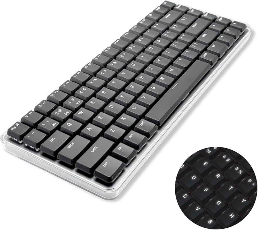 Macally Wireless Mechanical Keyboard for Mac, Compact 75% Size, Blue T